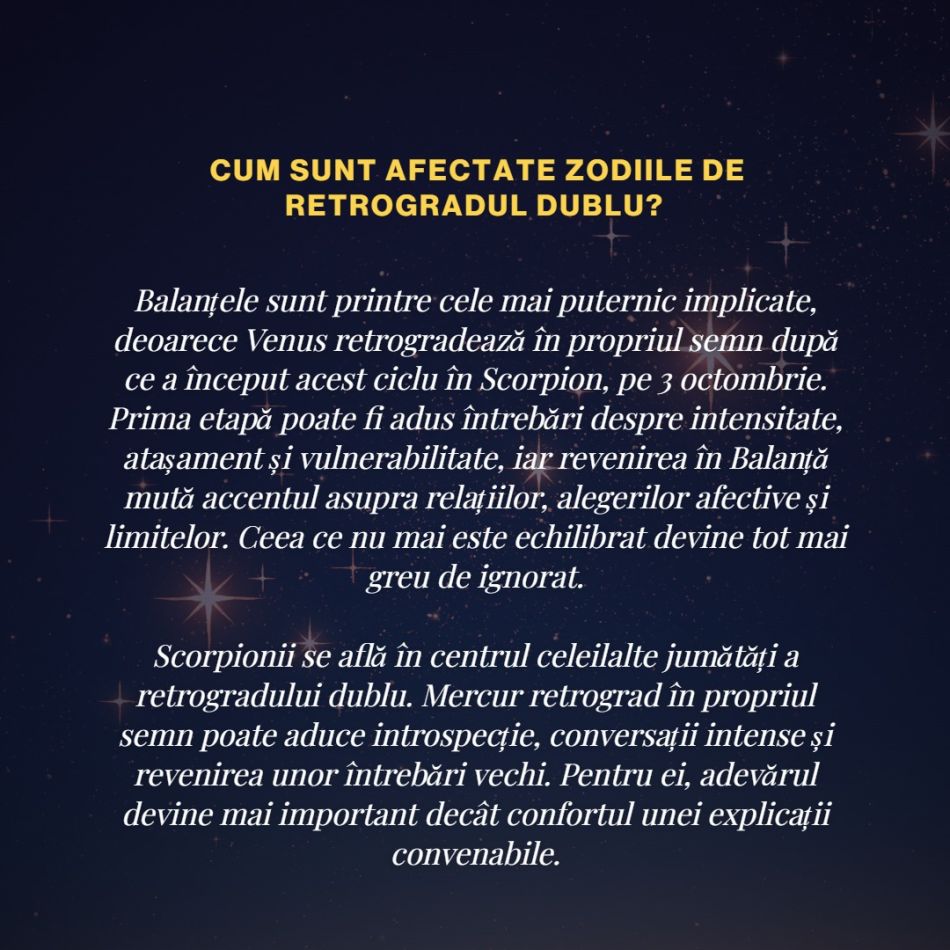 Retrograd DUBLU până pe 14 noiembrie: Mercur în Scorpion și Venus în Balanță răscolesc trecutul, iubirea și relațiile!