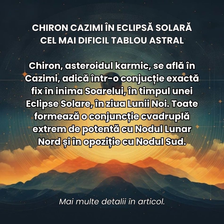 Chiron Cazimi în Eclipsă Solară. Energiile înflăcărate ale Berbecului ancestral ne provoacă în cel mai dificil tablou astral