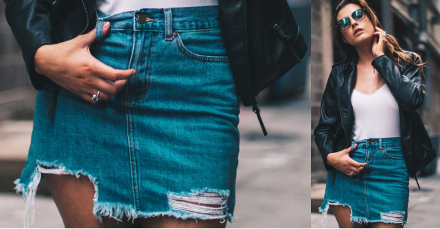 Fusta mini de blugi este perfectă pentru un look provocator