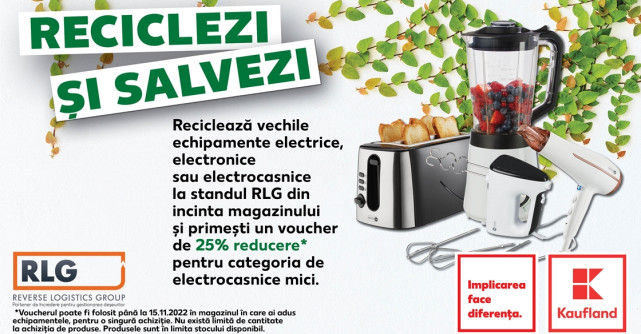 Kaufland demarează o campanie de colectare a deșeurilor electrice și electronice și oferă 25% reducere la electrocasnice noi