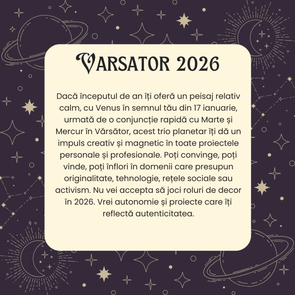 Horoscop Vărsător 2026 – Vei căuta un echilibru între inovație și tradiție, între aventură și stabilitate