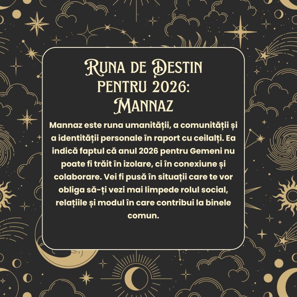 Horoscop Rune 2026 GEMENI: Vei descoperi cine ești cu ajutorul comunității din jur și vei renunța la izolare și prejudecăți