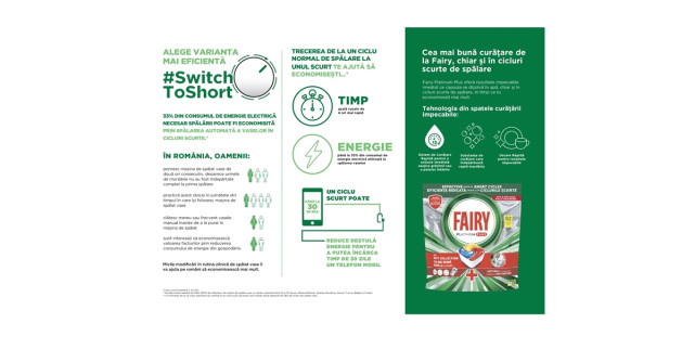 33% din consumul de energie electrică necesar spălării automate a vaselor economisită prin selectarea unor cicluri scurte