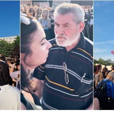 VIDEO: Un bărbat a agresat o femeie chiar la protestul împotriva violenței asupra femeilor