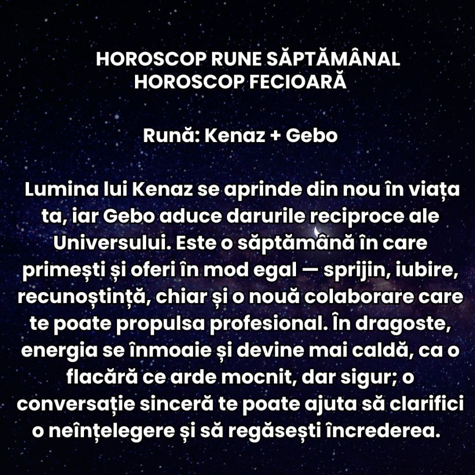 Horoscop Rune săptămâna 1-7 decembrie 2025: Dorințele se clarifică, ieșim din zona de confort și putem finaliza proiecte!