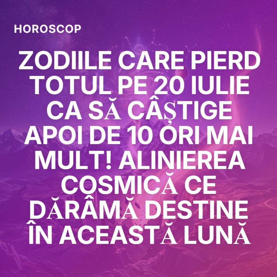 Zodiile care pierd TOTUL pe 20 iulie ca să câștige apoi de 10 ori mai mult! Alinierea cosmică ce dărâmă destine în această lună