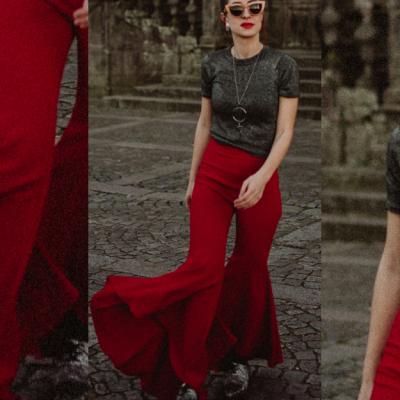 Pe cine avantajează pantalonii ”clopot” cu volane evazate?