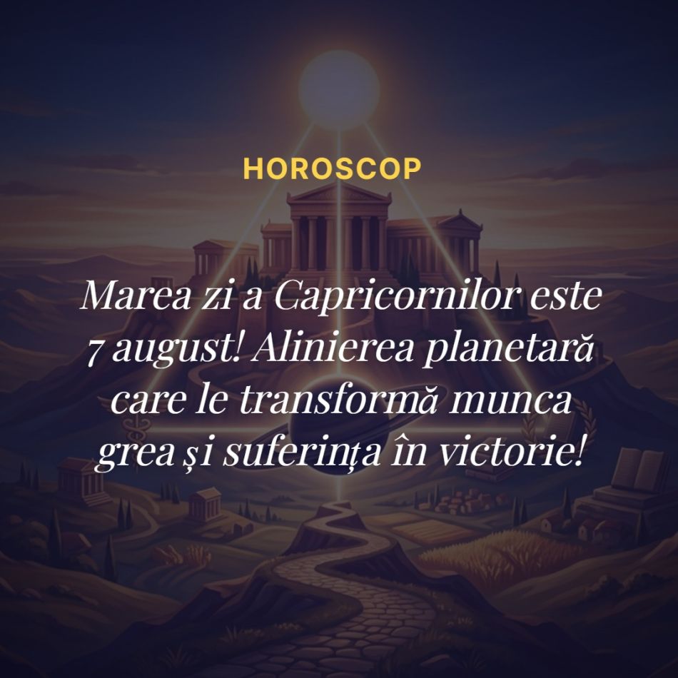 Marea zi a Capricornilor este 7 august! Alinierea planetară care le transformă munca grea și suferința în victorie! 