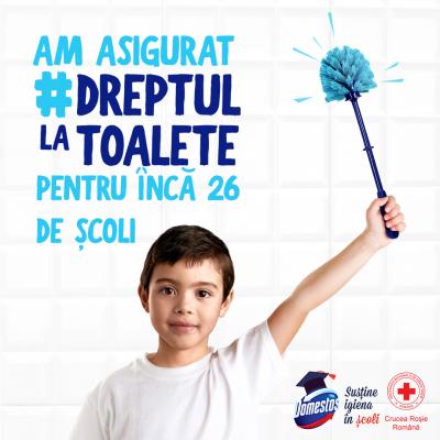 Tot mai mulți copii își câștigă Dreptul la toalete cu ajutorul campaniei Domestos susține igiena în școli