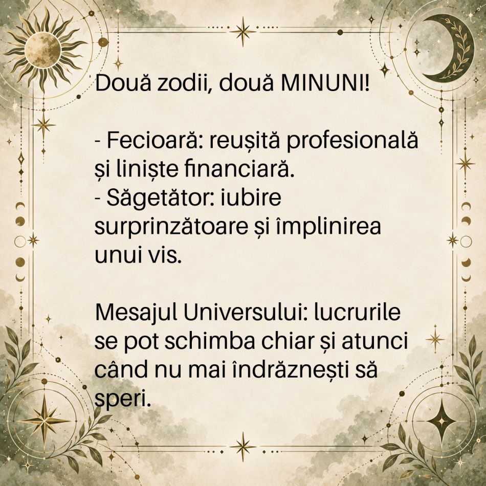 O întorsătură de destin le ia prin SURPRINDERE! 2 zodii sunt la un pas de o MINUNE care le poate schimba întreaga viață