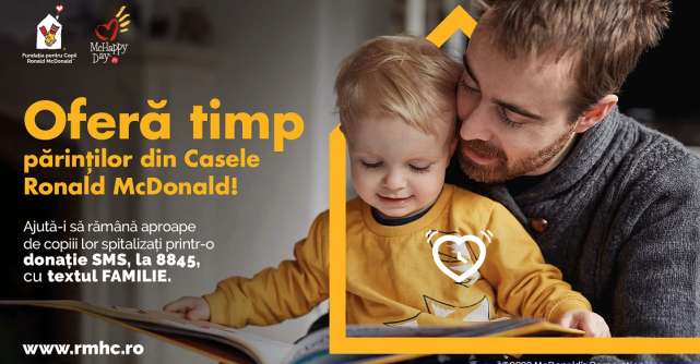 Campania McHappy Day OFERĂ TIMP părinților din România, pentru ca aceștia să-l poată petrece alături de copiii lor internați