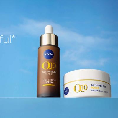 Serumul NIVEA Q10 Dual Action: Cu ingredientul inovativ GLYCOSTOP®, previne și reduce ridurile cauzate de zahăr