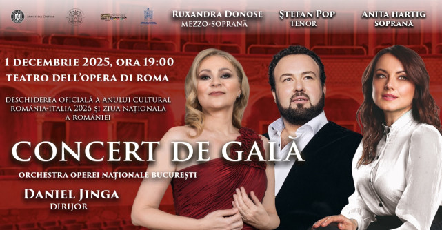 Opera Națională București deschide oficial Anul Cultural România - Italia 2026  printr-un Concert de Gală susținut la Roma 