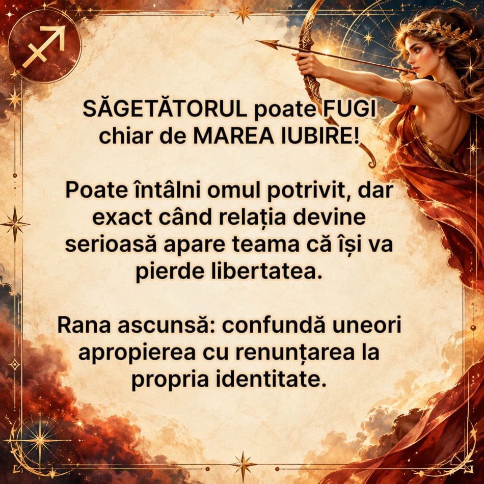SĂGETĂTORUL poate fugi chiar de MAREA IUBIRE! Rana ascunsă care îl face să se teamă de omul sortit inimii sale