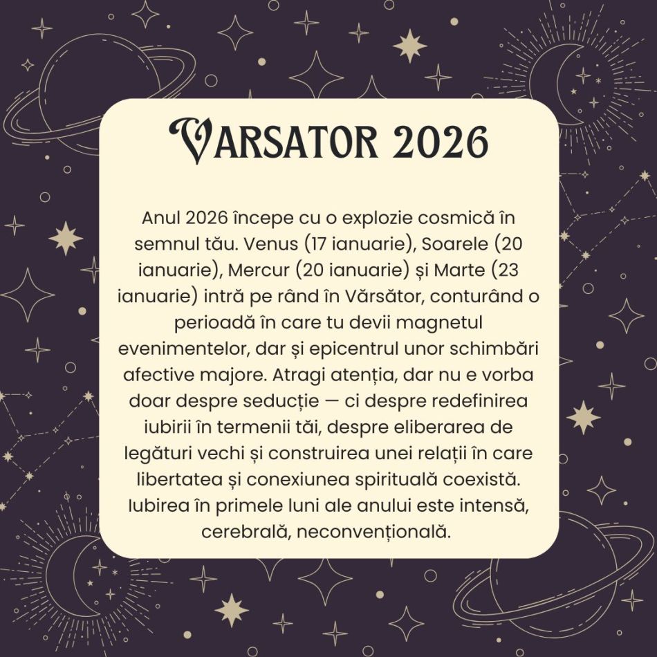 Horoscop Vărsător 2026 – Vei căuta un echilibru între inovație și tradiție, între aventură și stabilitate