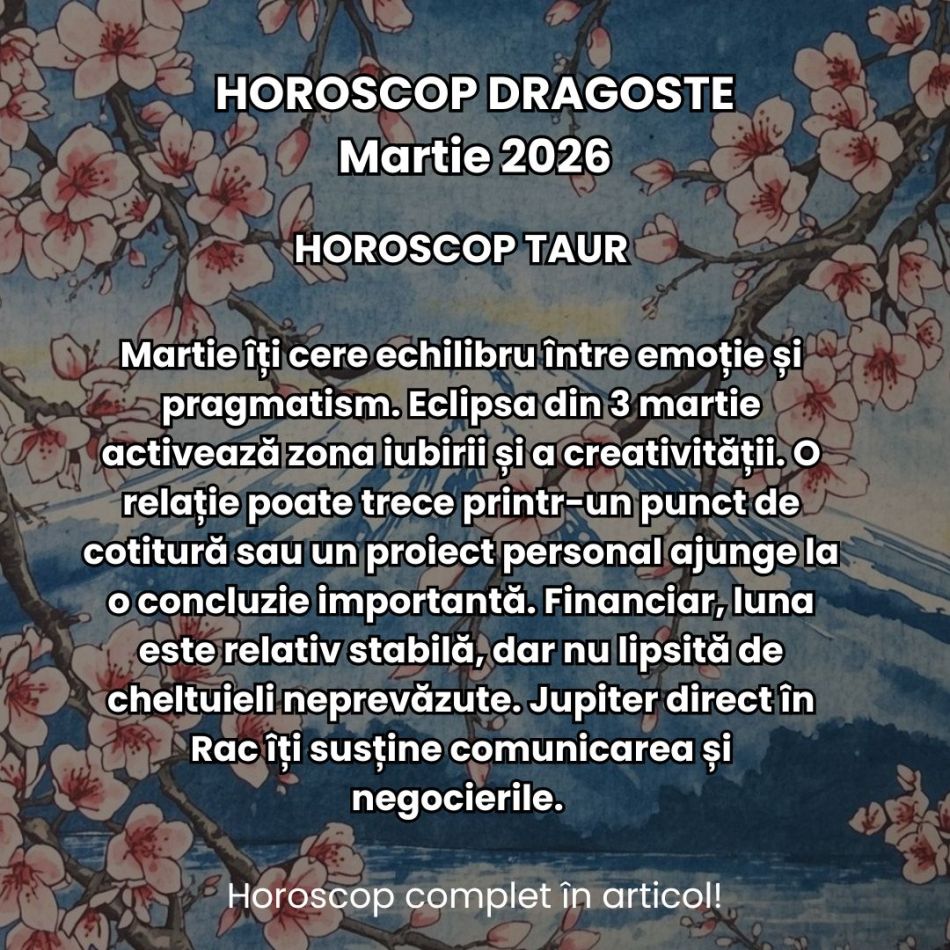 Horoscop Martie 2026: Primăvara ne scoate din stagnare, dar eclipsa ne zguduie viața cotidiană. Clarificările vin cu confruntări