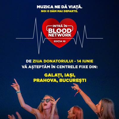 Blood Network marchează Ziua Donatorului printr-o campanie de donare în centrele fixe din București, Galați, Ploiești și Iași