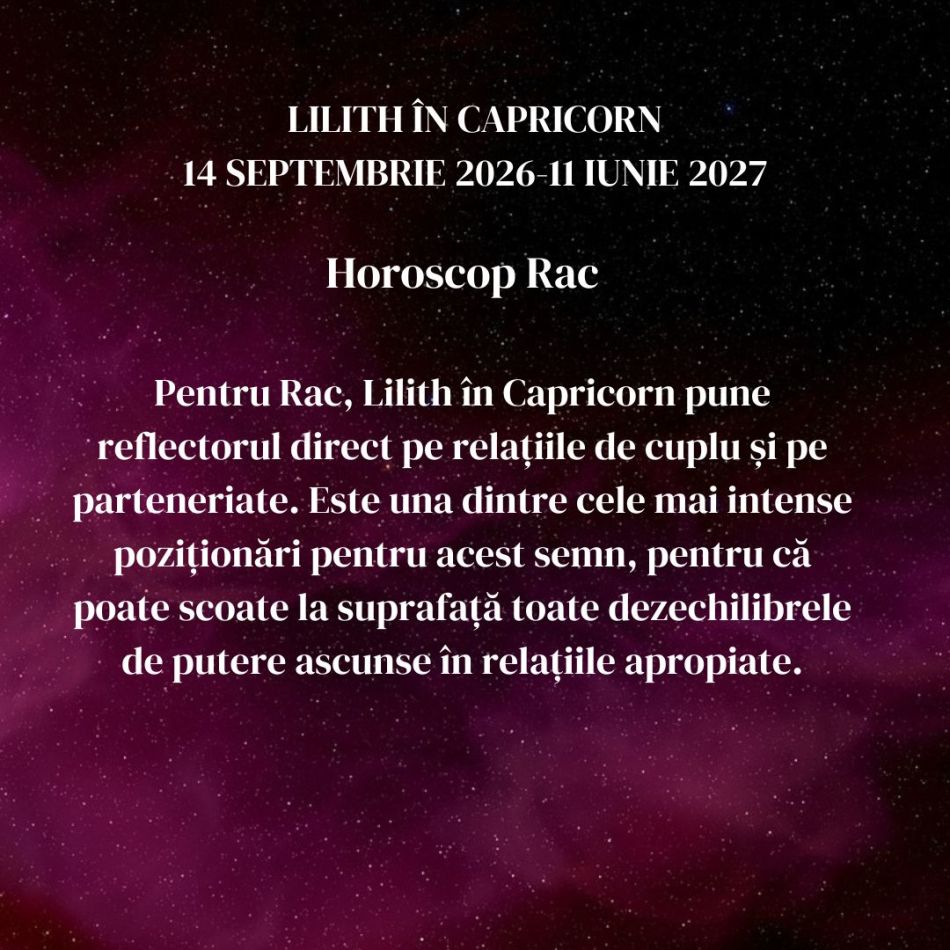 Lilith, Luna Neagră, intră în Capricorn până pe 11 iunie 2027: Ambiția, puterea și succesul își arată colții. Umbrele lovesc!