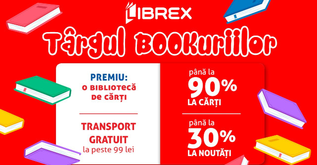 O bibliotecă de cărți cadou și reduceri de până la 90% în Târgul Bookuriilor, pe Librex.ro