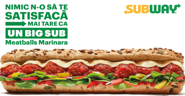 Noul Big Sub Meatball Marinara poate fi găsit acum în toate restaurantele SUBWAY®