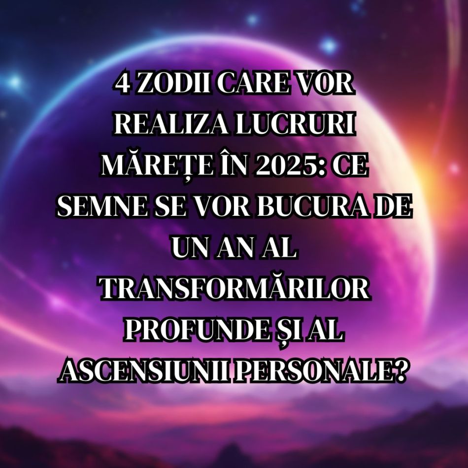 4 zodii care vor realiza lucruri mărețe în 2025: Ce semne se vor bucura de un an al transformărilor și al ascensiunii personale?