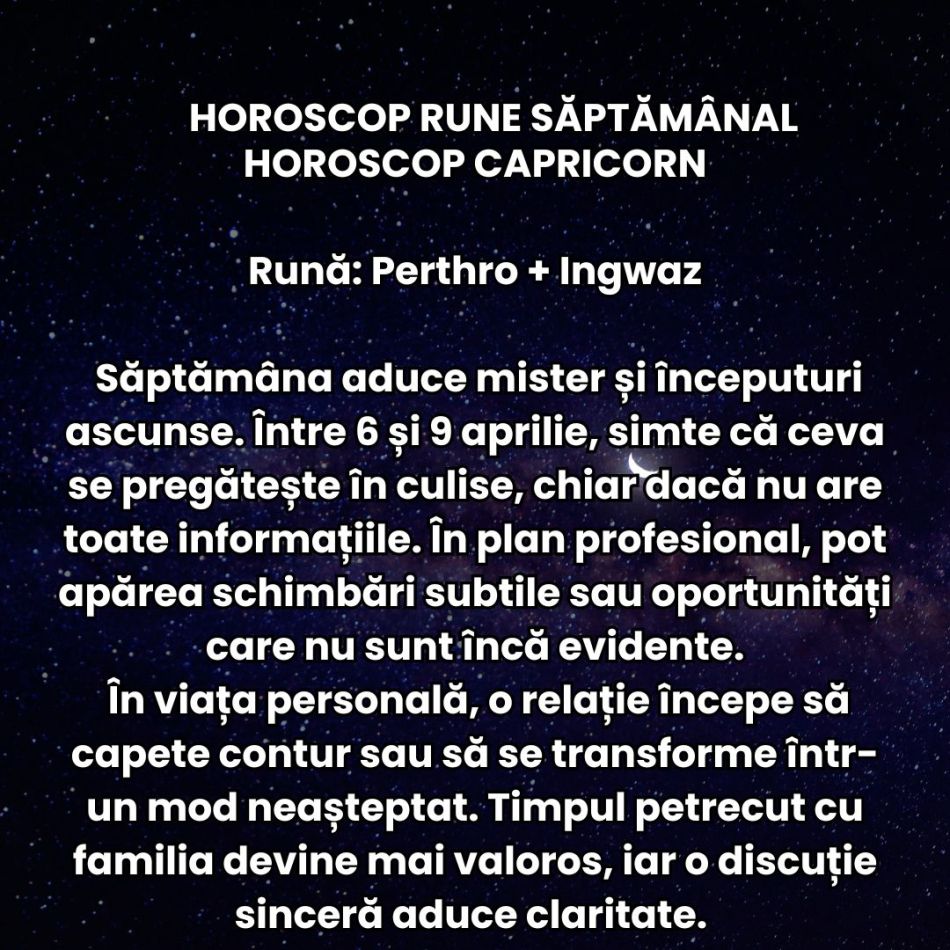 Horoscop Rune săptămâna 6-12 aprilie 2026: Planurile devin imprevizibile și suntem forțați să nu mai acționăm orbește