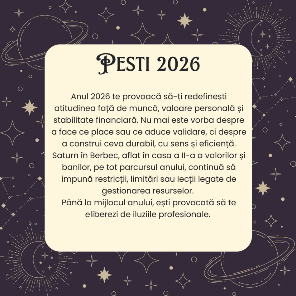 Horoscop Pești 2026 – Înveți să trăiești în lume, fără să te pierzi pe tine. Nu te mai ascunzi în idealuri, alegi autenticitatea