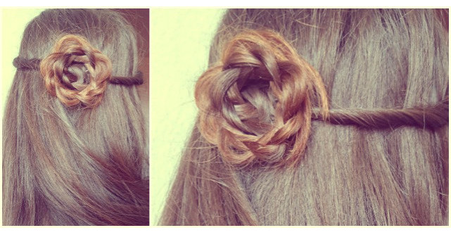 Coafura de printesa: Trandafir din par