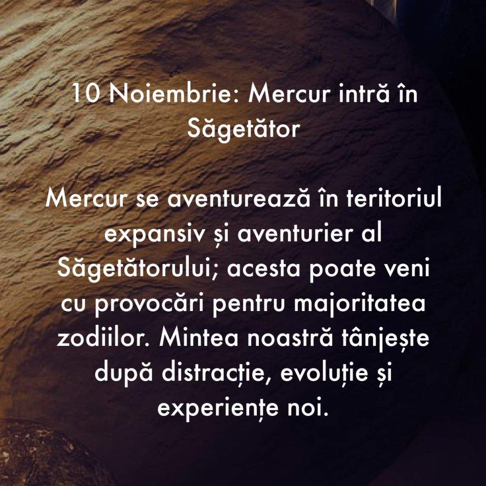Evenimentele astrologice din noiembrie îndeamnă la eliberare de tirania grijilor. Avem parte de împlinire sufletească