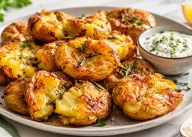 Cartofi „zdrobiți” la cuptor sau air fryer: crocanți la exterior, moi în interior, gata fără bătăi de cap