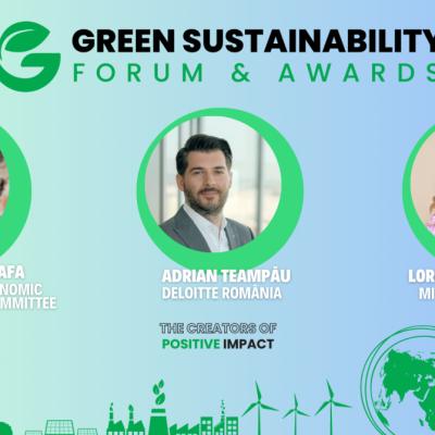 Speakeri confirmați la Green Sustainability Forum 2024: Corina Murafa, Adrian Teampău, Loredana Neghină.