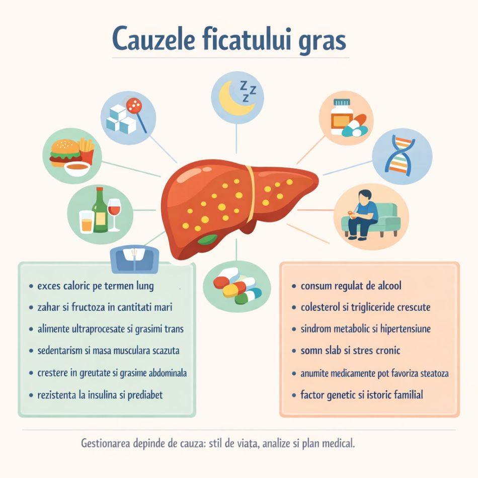 Steatoza hepatică: Ce simptome îți dă ficatul gras, care sunt cauzele, cum îl descoperi și ce opțiuni de tratament poți avea