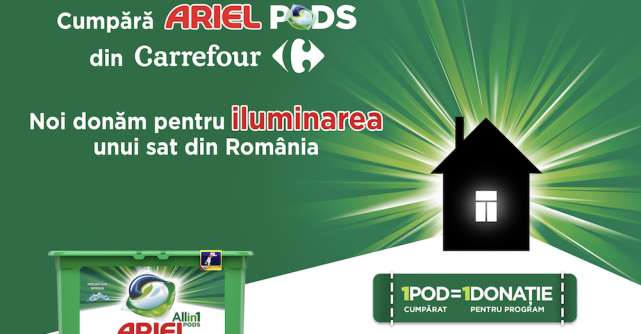 POD cu POD luminezi o casă - o campanie Ariel și Carrefour, în parteneriat cu ViitorPlus