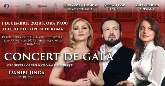 Opera Națională București deschide oficial Anul Cultural România - Italia 2026  printr-un Concert de Gală susținut la Roma 