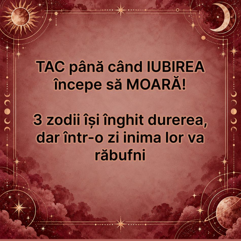 TAC până când IUBIREA începe să MOARĂ! 3 zodii își înghit durerea, dar într-o zi inima lor va răbufni