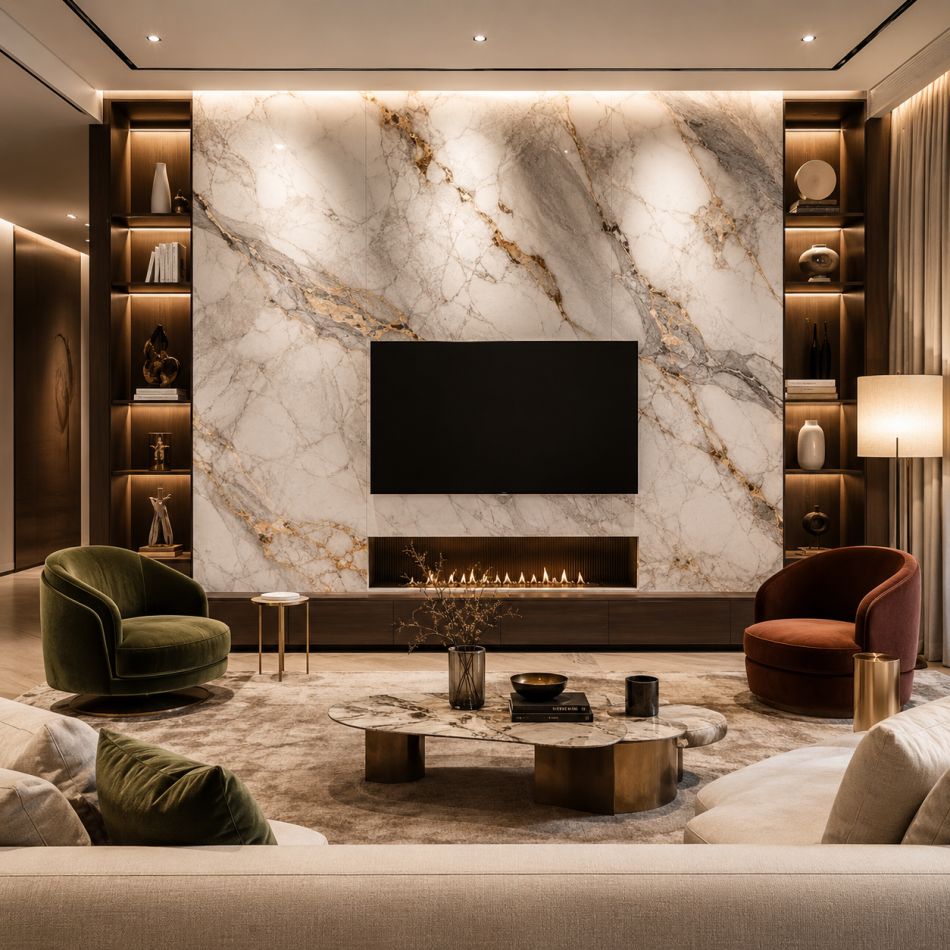 Decor cu piatră în living: cum adaptezi piatra naturală în designul interior modern