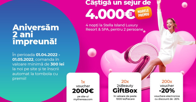 24 Beauty îți răsplătește fidelitatea prin campania 2 ani - 222 de premii!