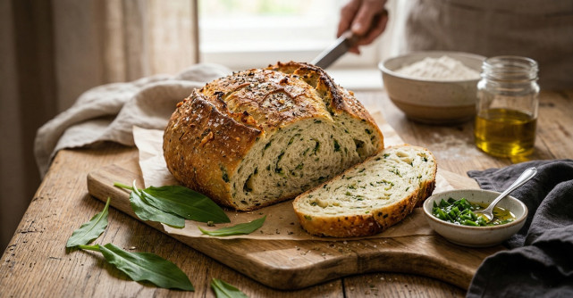 Rețetă de pâine de casă cu leurdă