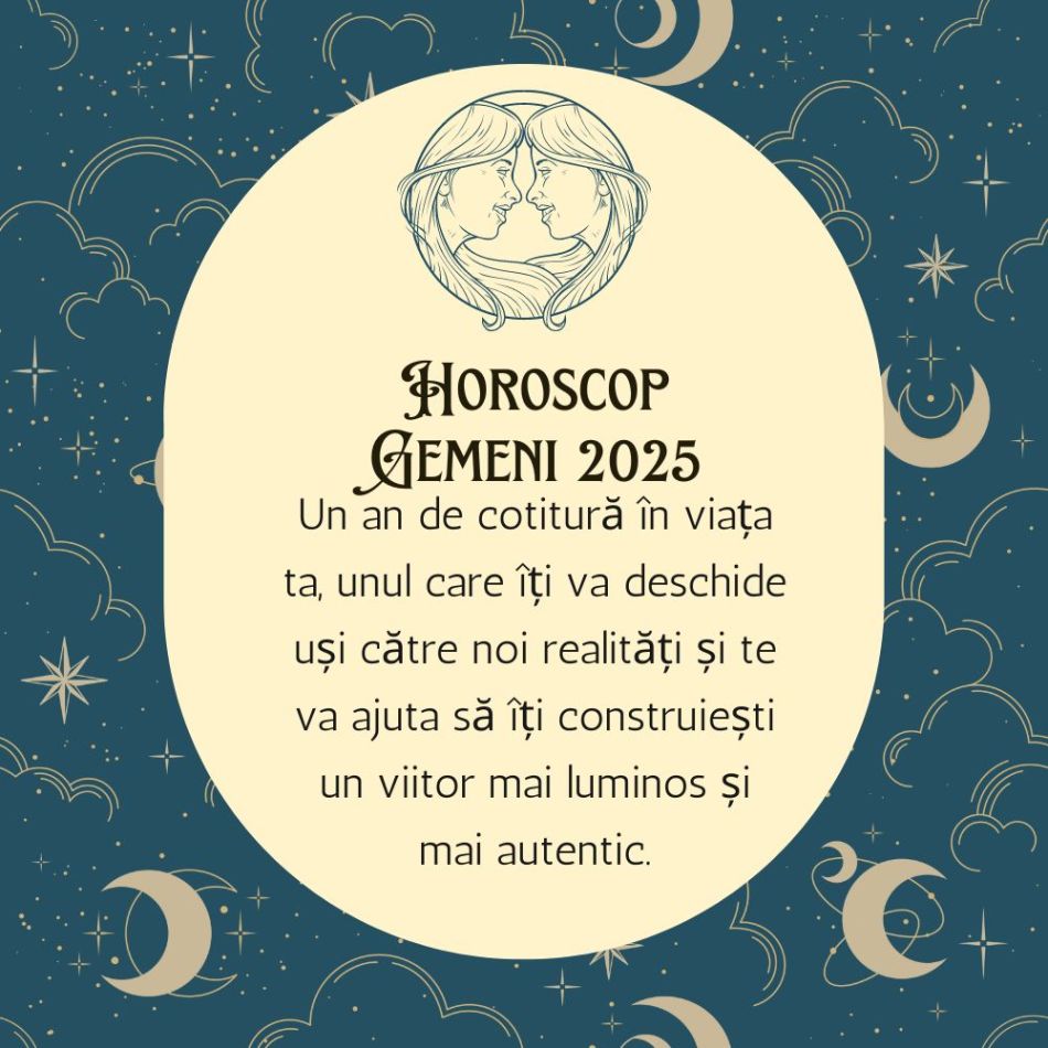 Horoscop Gemeni 2025:  Fii pregătit să lași în urmă tot ce este vechi și să îți îmbrățișezi cu curaj noul destin