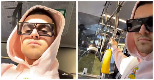 Mario Fresh, iubitul fiicei Andreei Esca, s-a filmat fără mască de protecție în autobuz. El nu ține cont de reguli