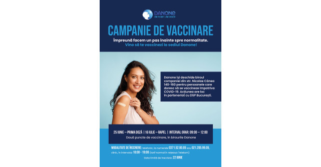 Danone continuă să sprijine comunitatea locală și deschide biroul companiei pentru o acțiune de vaccinare