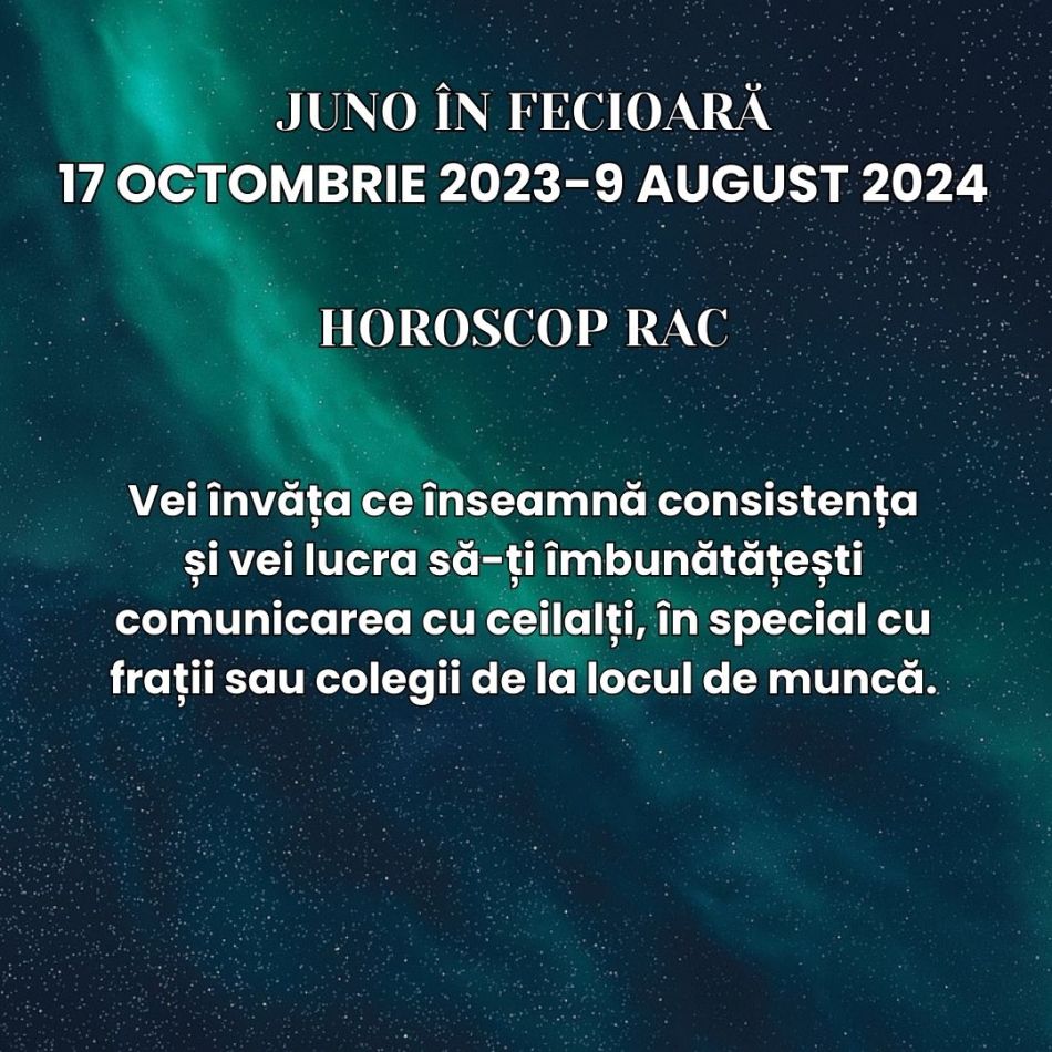 Juno, asteroidul relațiilor, a intrat în Fecioară pe 17 octombrie. Relațiile capătă un aer serios și practic