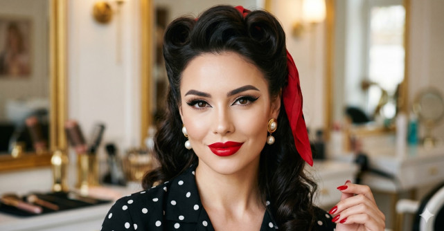 Machiaj pin-up care întoarce priviri: buze roșii perfecte și cat eye seducător