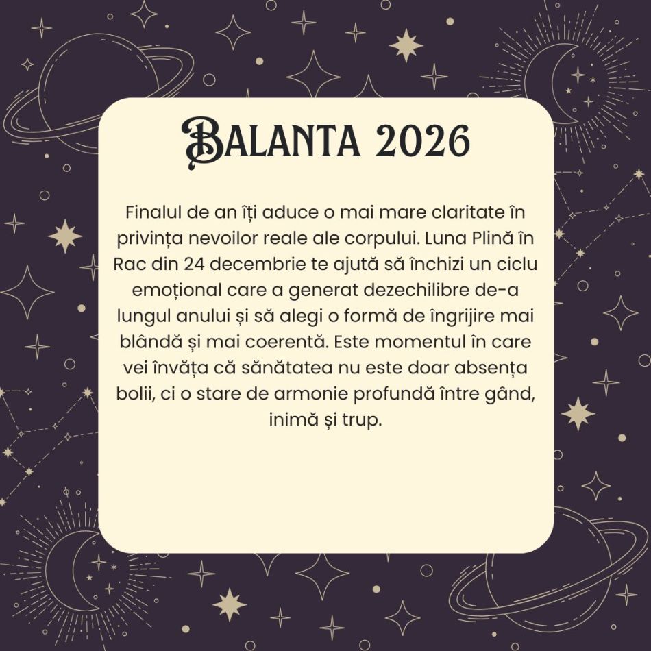 Horoscop BALANȚĂ 2026 – Începi să simți că viața ți se echilibrează încet. Ultimele lecții karmice deschid uși până acum închise