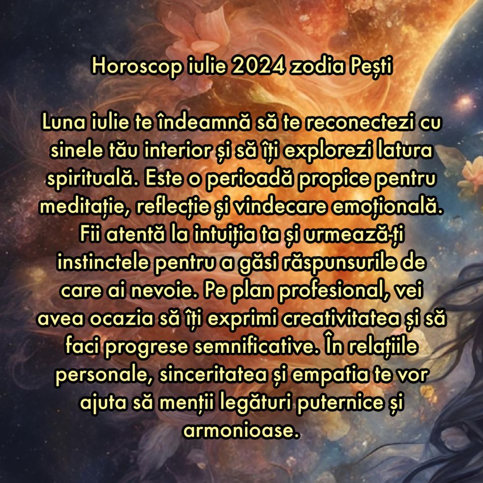 Horoscop iulie 2024. Divinitatea ne ia sub aripa sa și ne conectează cu energia vindecătoare a Cosmosului