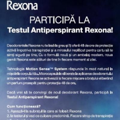 Participa la Testul Antiperspirant pe pagina de Facebook Rexona! 