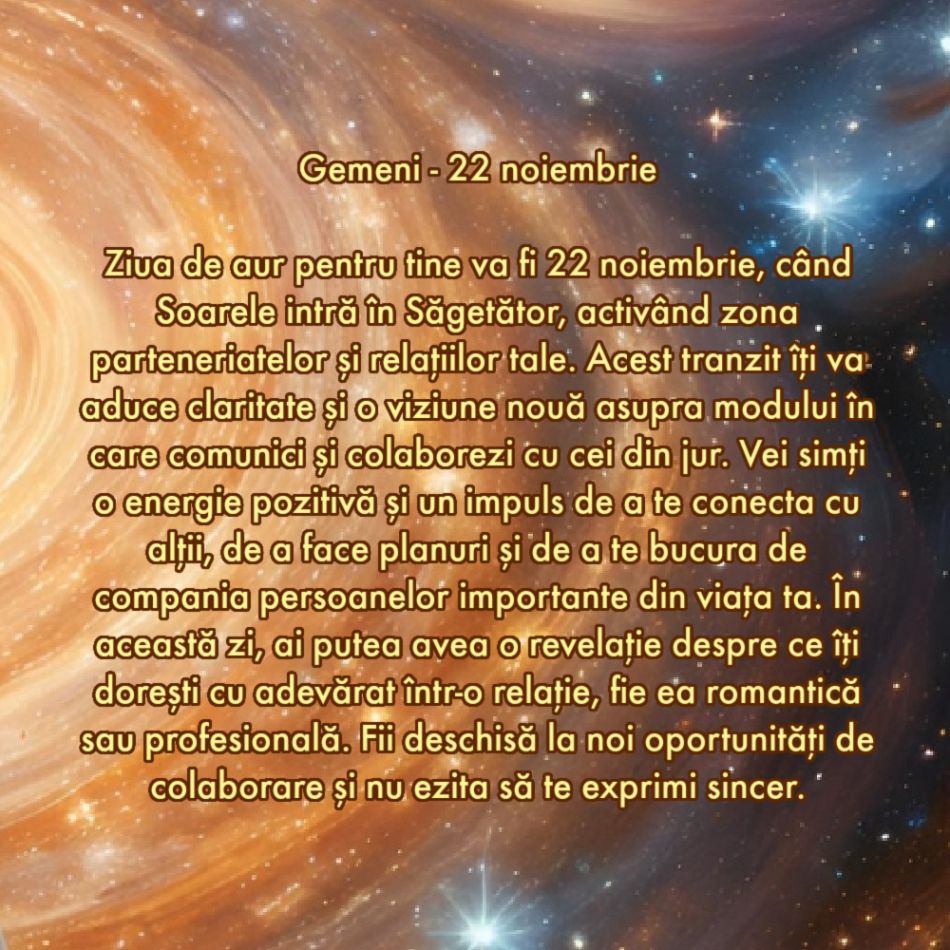 Ziua de aur: Care este ziua cu cel mai mare impact din noiembrie 2024, în funcție de zodie