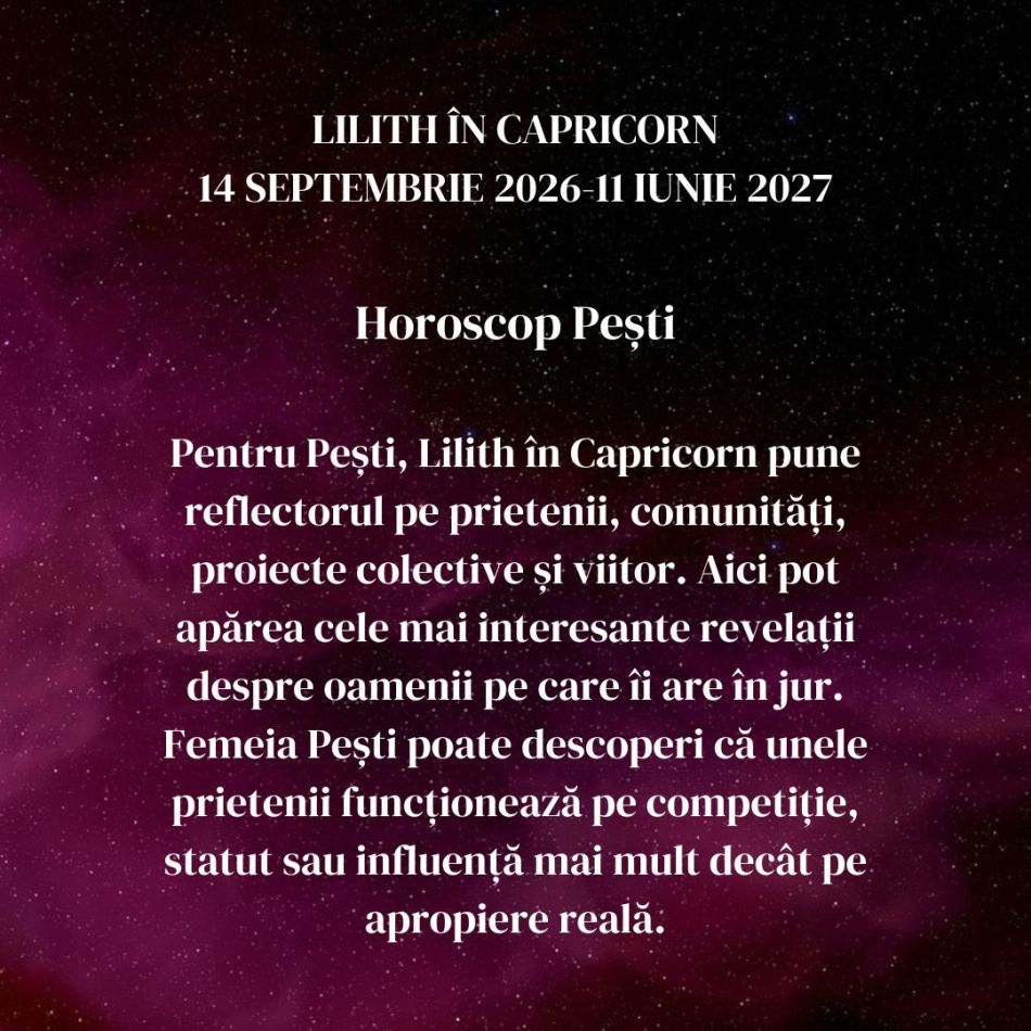 Lilith, Luna Neagră, intră în Capricorn până pe 11 iunie 2027: Ambiția, puterea și succesul își arată colții. Umbrele lovesc!