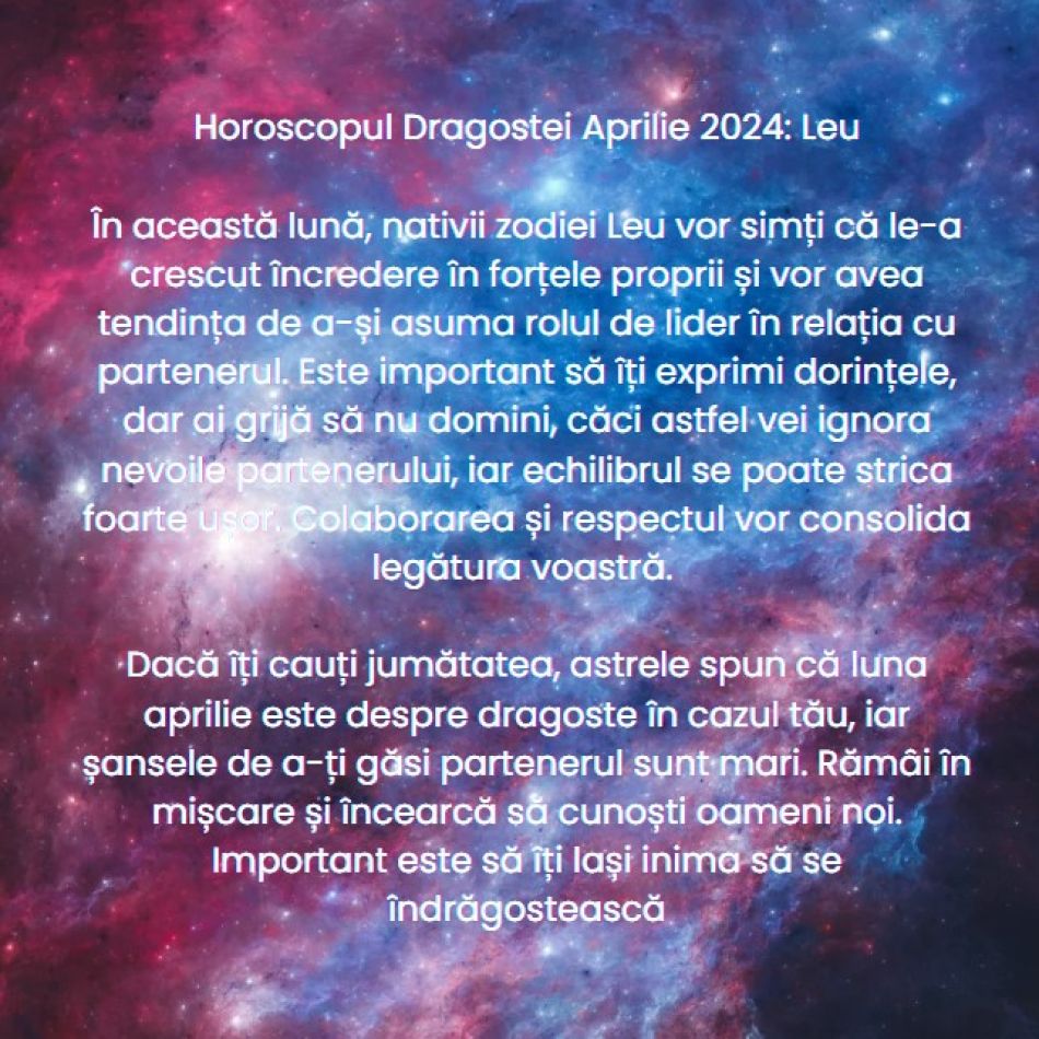 Horoscopul Dragostei Aprilie 2024: Explorăm toate cotloanele sufletului și ne conectăm la nivel emoțional cu cei din jur