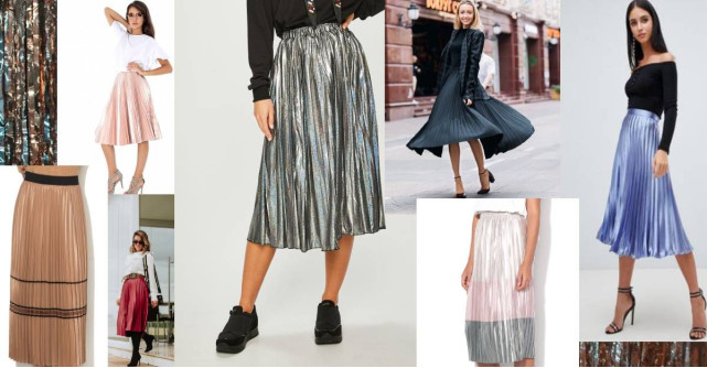 7 tipuri de fuste plisate în culori metalice pe care să le ai anul acesta